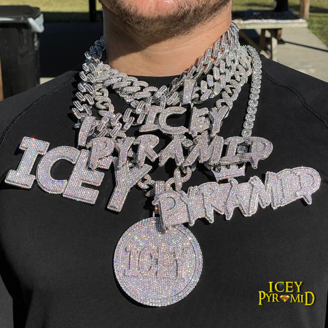 Diamond Clarity Clear Solid Iced Out Personalized Custom Name Necklace Pendant
