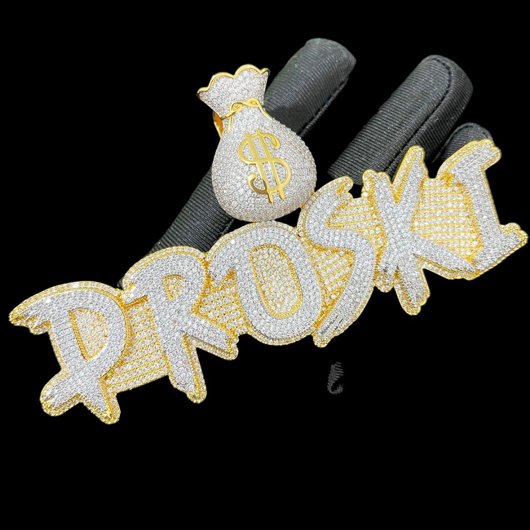 Ultra Money Bag Bail Iced Out Personalized Custom Name Necklace Pendant