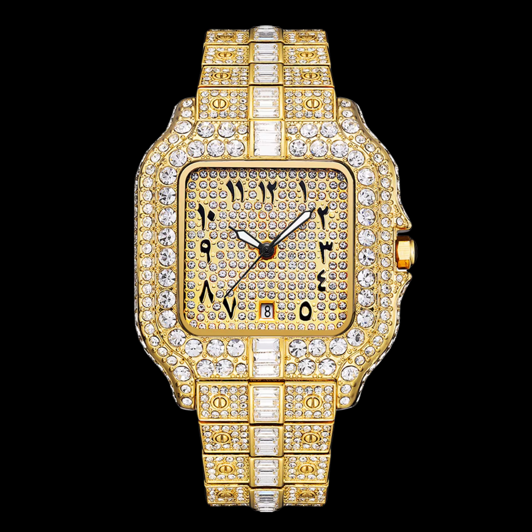 VVS Arabic Numerals Square Dial Iced Out Diamond Watch