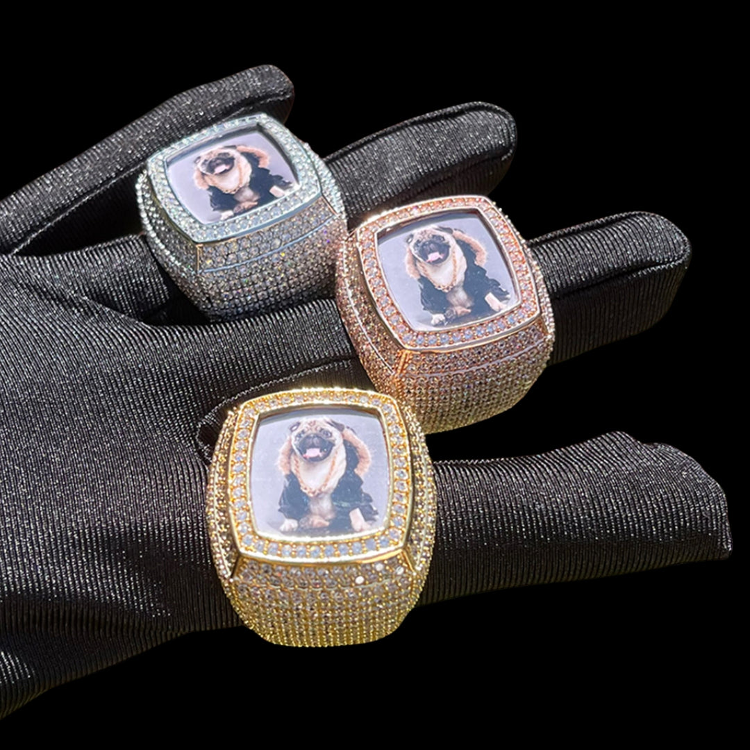 Photo Ice Frame Edition Iced Out Diamond Ring
