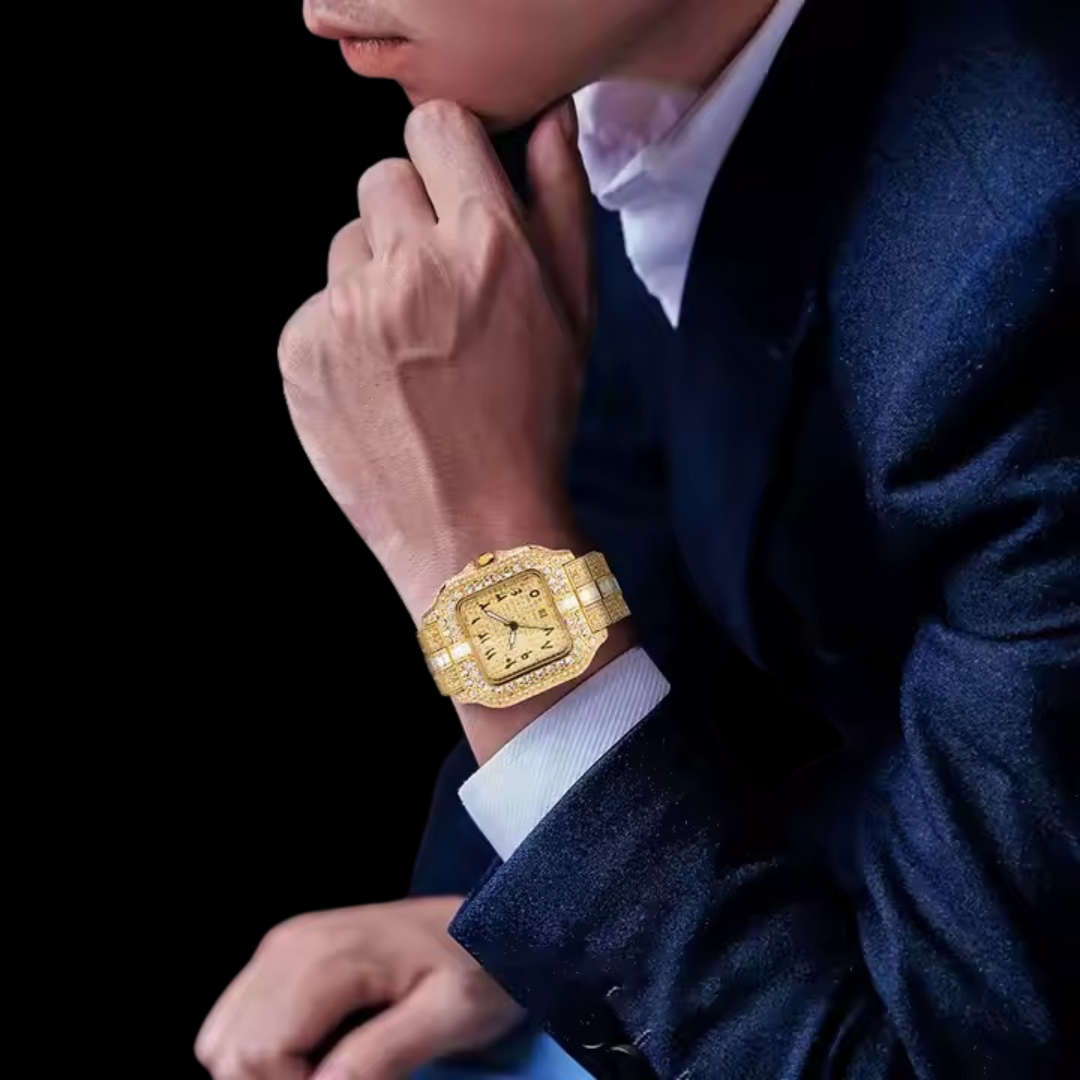 VVS Arabic Numerals Square Dial Iced Out Diamond Watch
