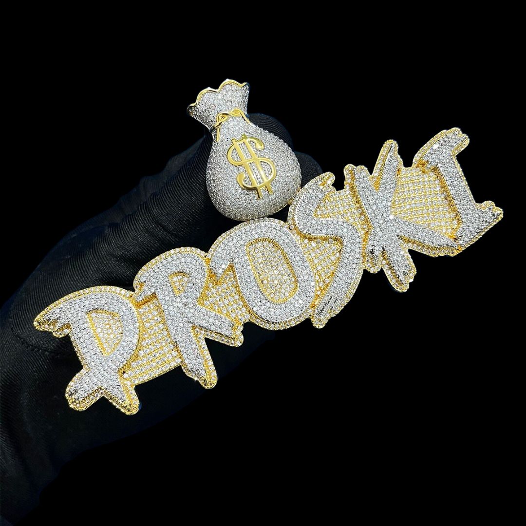 Ultra Money Bag Bail Iced Out Personalized Custom Name Necklace Pendant