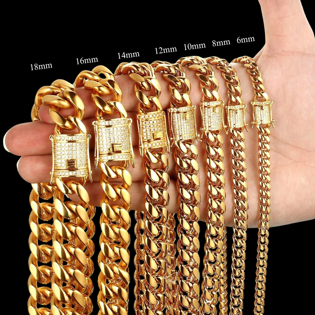 NEW | 6MM-20MM Iced Prong Lock Clasp Luxury Stainless Steel Necklace Chain