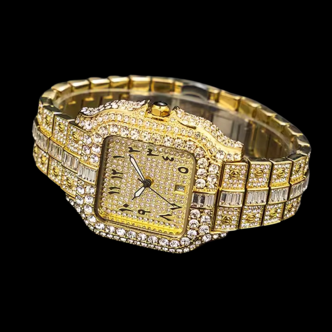 VVS Arabic Numerals Square Dial Iced Out Diamond Watch
