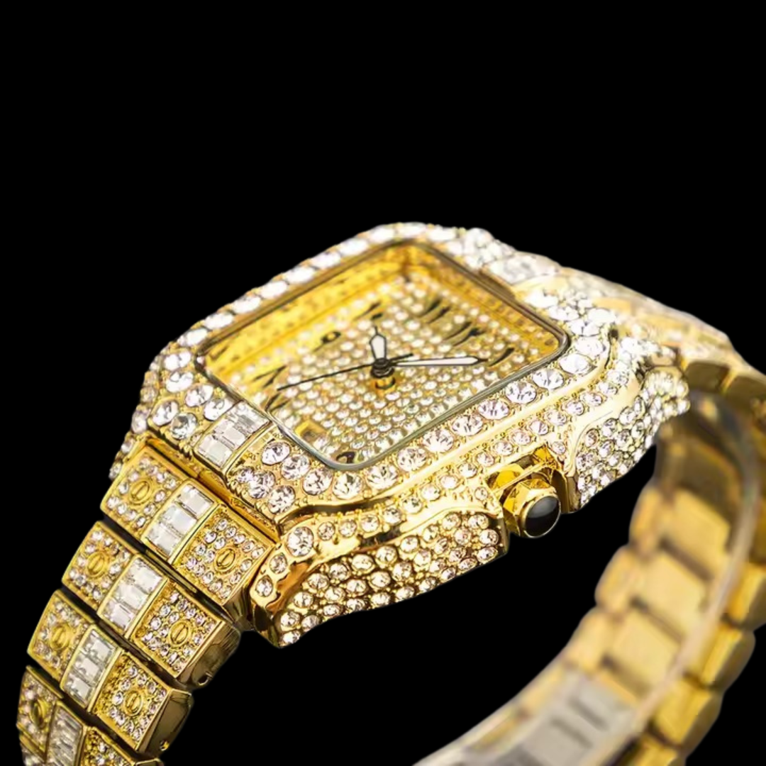 VVS Arabic Numerals Square Dial Iced Out Diamond Watch