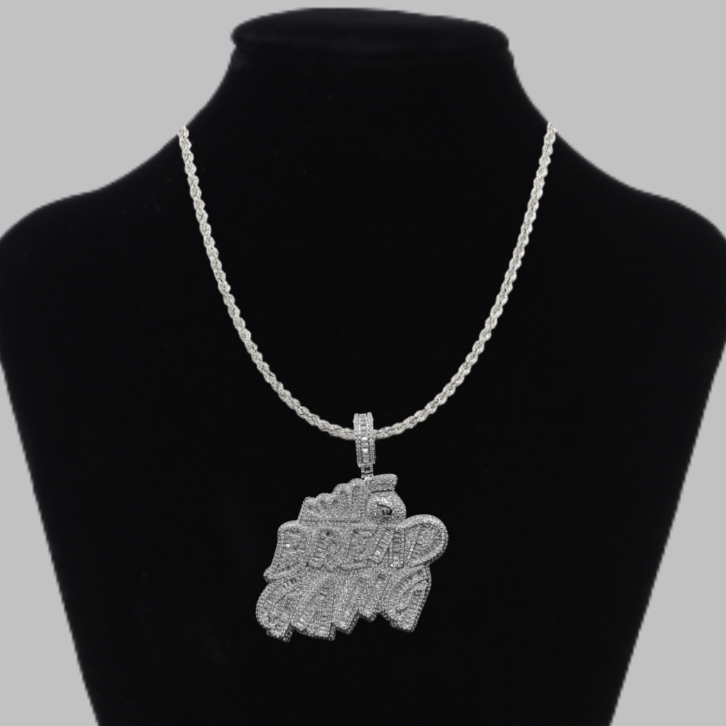 Bread Gang Iced Out Letter Diamond Pendant Necklace