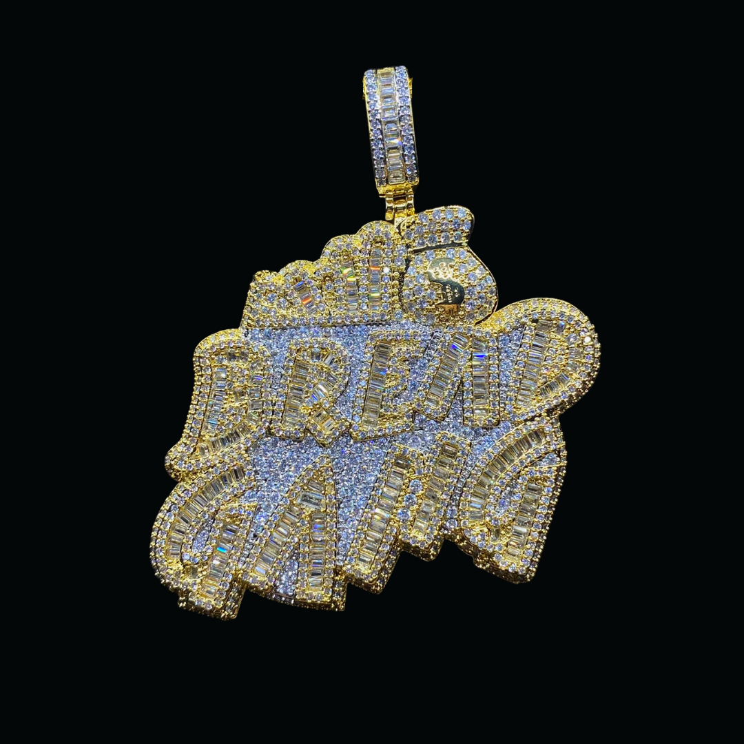 Bread Gang Iced Out Letter Diamond Pendant Necklace