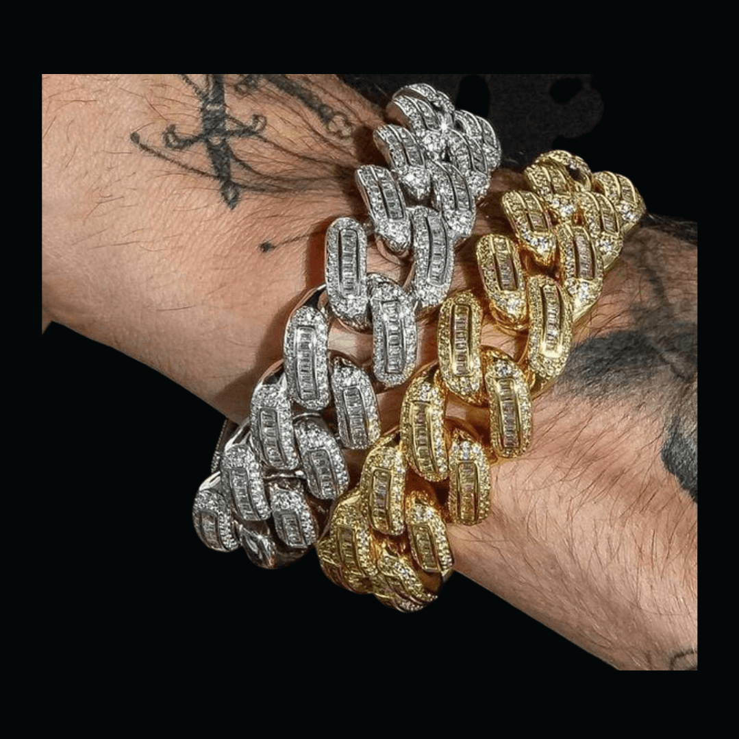 18MM Baguette Box Clasp Iced Out Diamond Bracelet