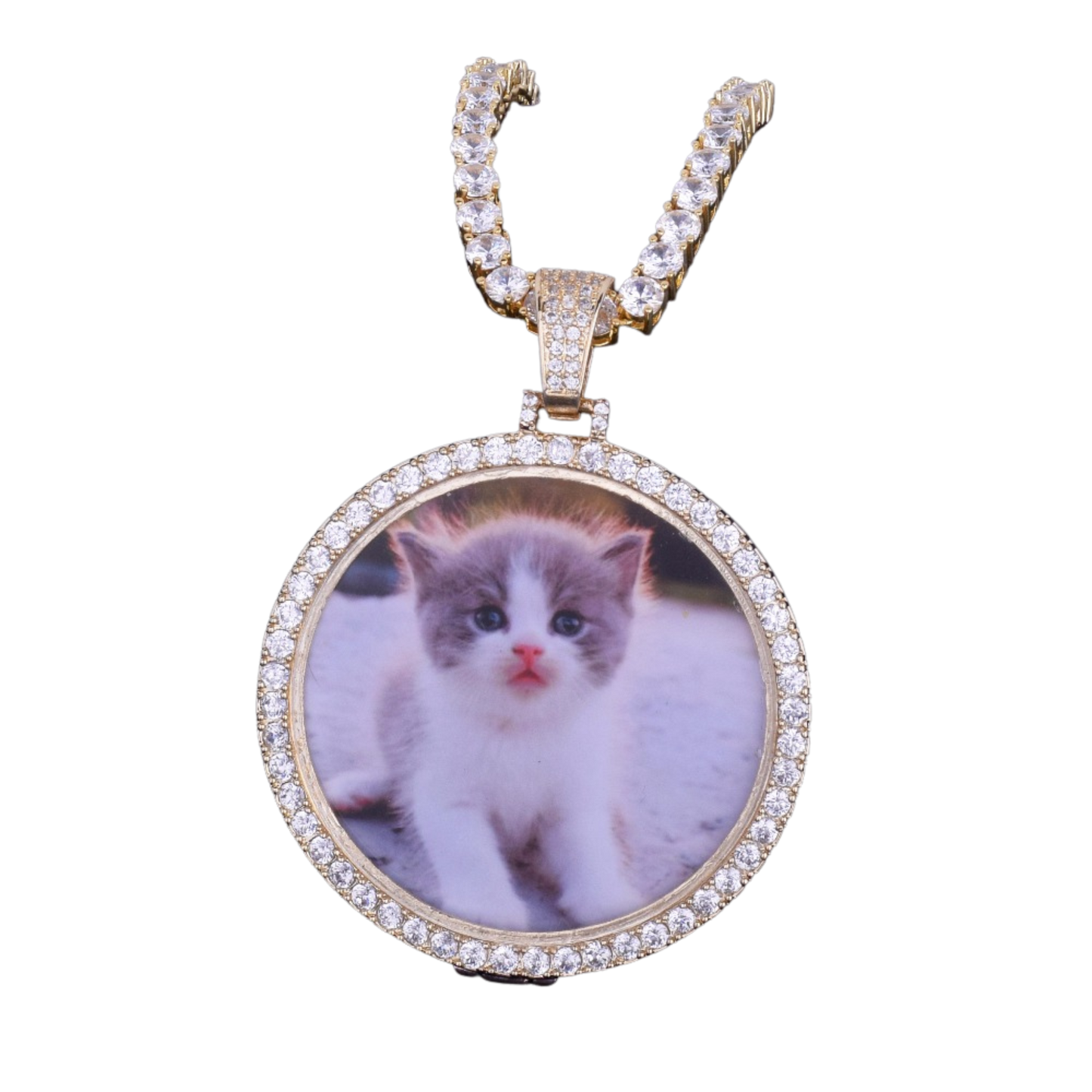 Round Tennis Classy Tennis Bail Custom Photo Picture Pendant Necklace