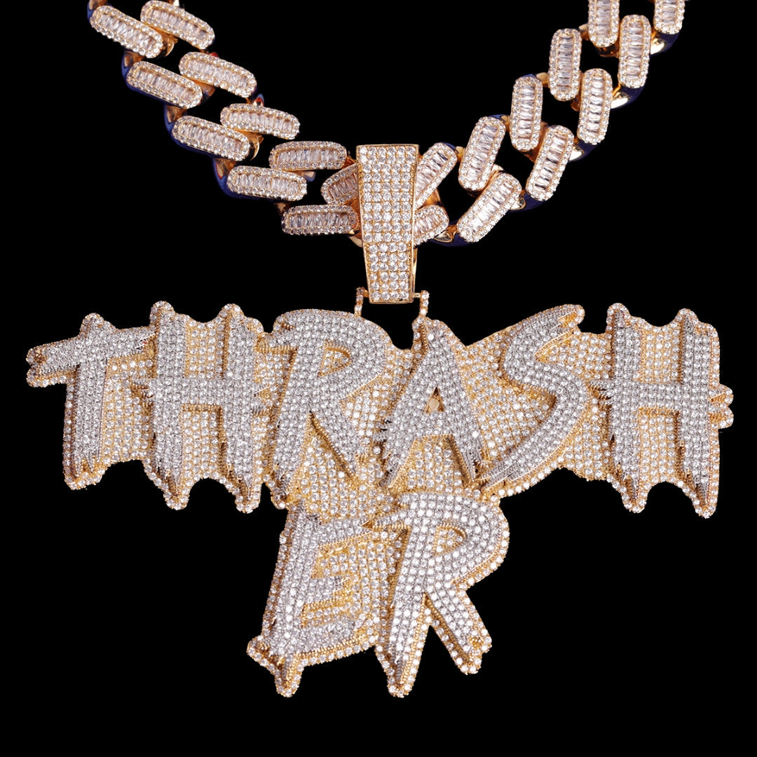 Street Drip Bold Letters Iced Out Personalized Custom Name Necklace Pendant