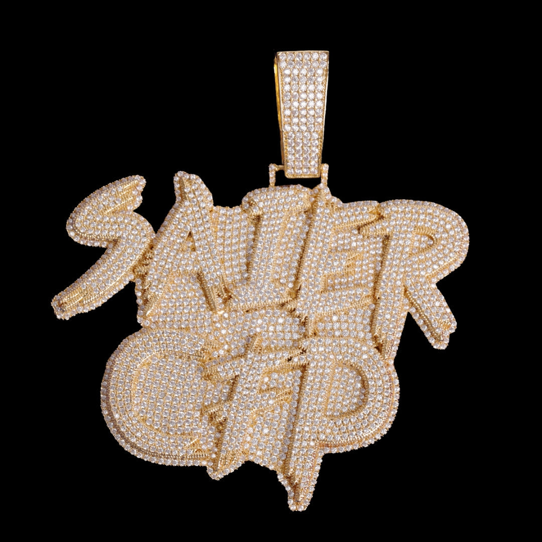 Street Drip Bold Letters Iced Out Personalized Custom Name Necklace Pendant