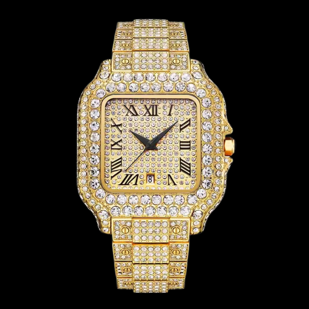 VVS Roman Numerals Square Dial Iced Out Diamond Watch