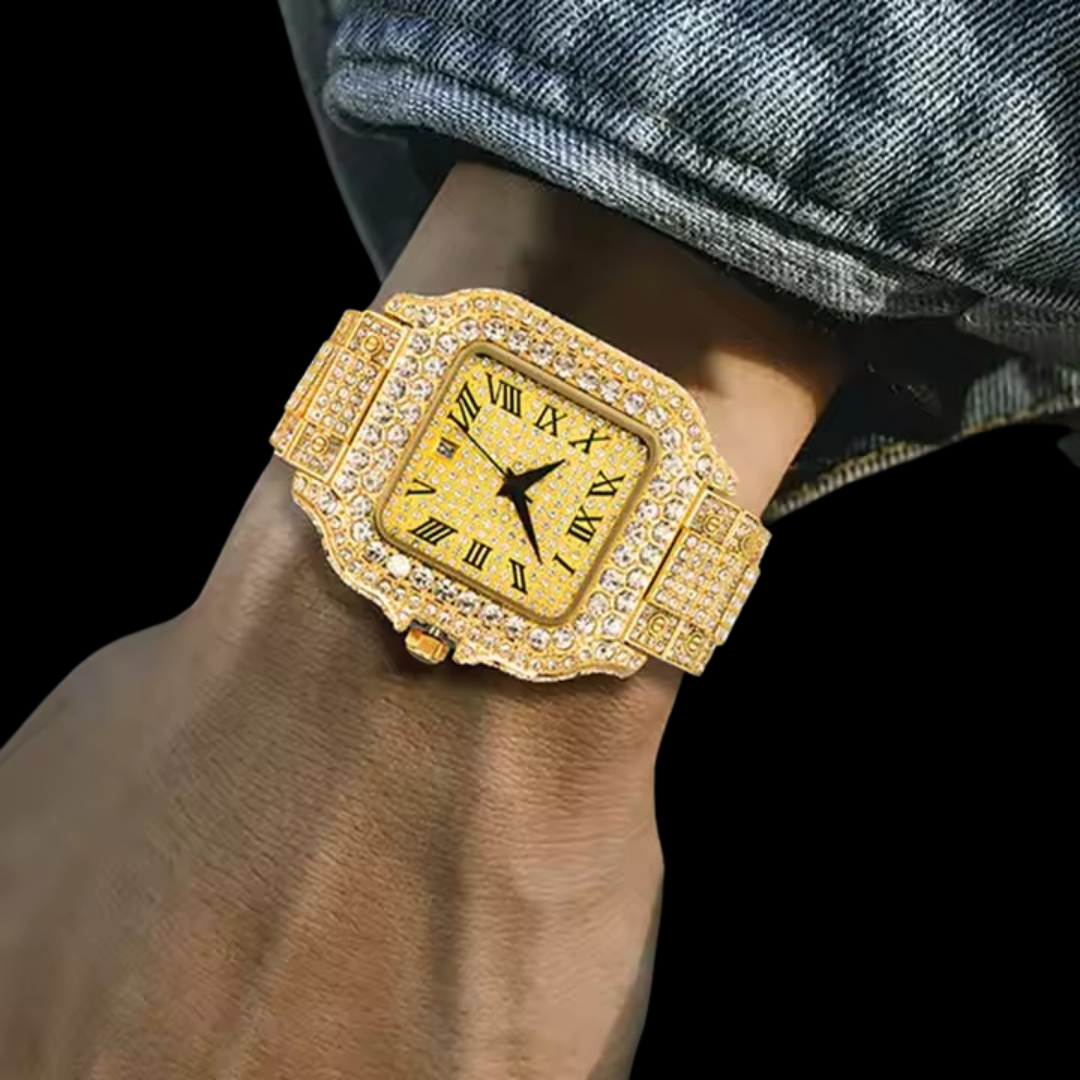 VVS Roman Numerals Square Dial Iced Out Diamond Watch
