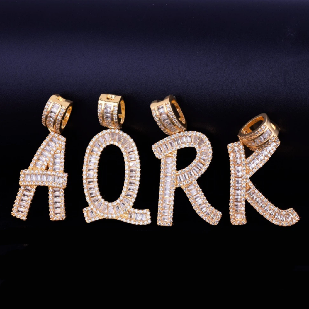 Italic Iced Out Personalized Custom Name Necklace Pendant