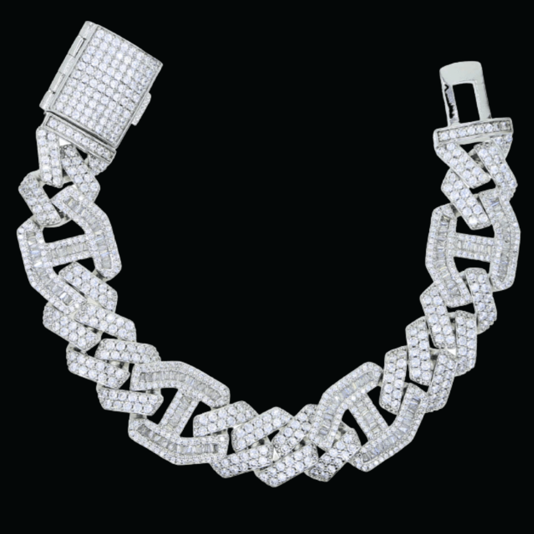 18MM Micro Paved Baguette Iced Out Diamond Bracelet