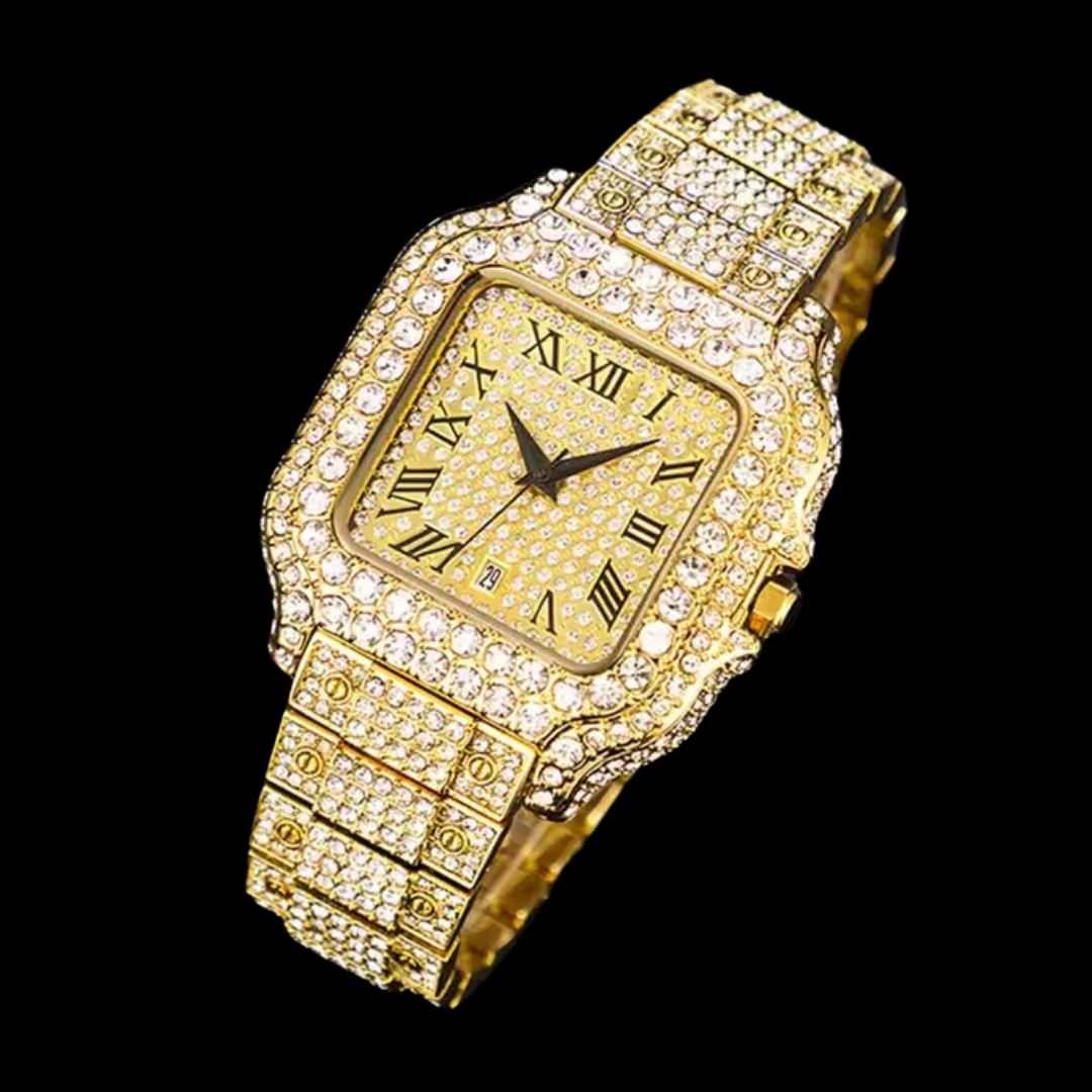 VVS Roman Numerals Square Dial Iced Out Diamond Watch