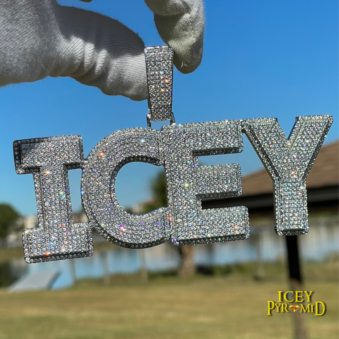 Diamond Clarity Clear Solid Iced Out Personalized Custom Name Necklace Pendant