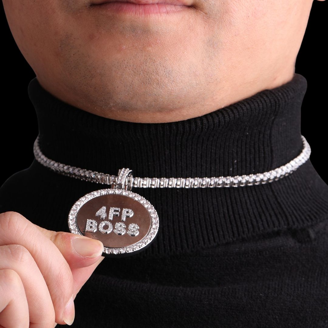 Circle Tennis Iced Out Personalized Custom Name Necklace Pendant