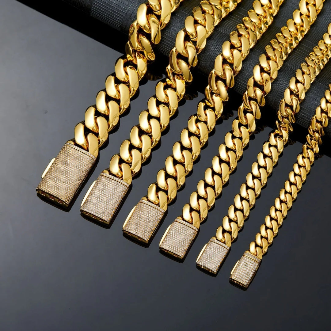 NEW | 6MM-20MM VVS Iced Box Clasp Luxury Stainless Steel Necklace Chain