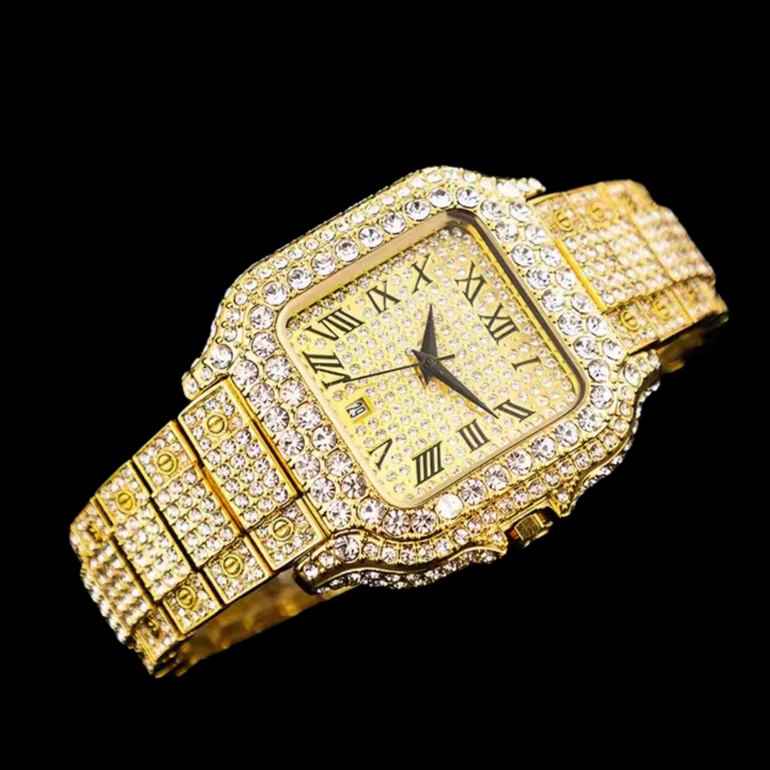 VVS Roman Numerals Square Dial Iced Out Diamond Watch