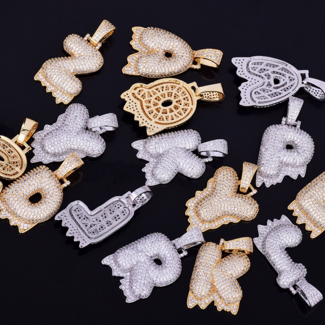 Drippy Letters Iced Out Personalized Custom Name Necklace Pendant