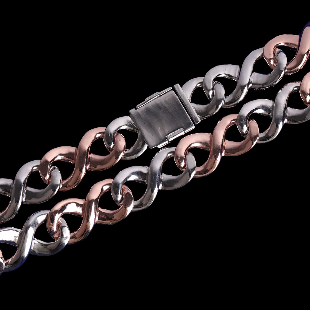 20MM Two Tone Infinity Iced Out Diamond Necklace Chain
