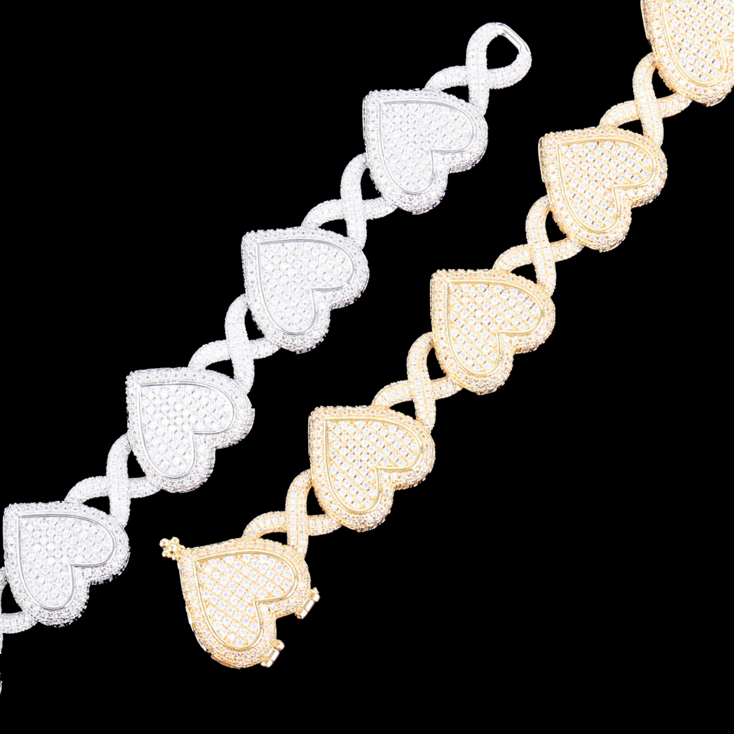 13MM Infinity Heart Iced Out Diamond Necklace Chain
