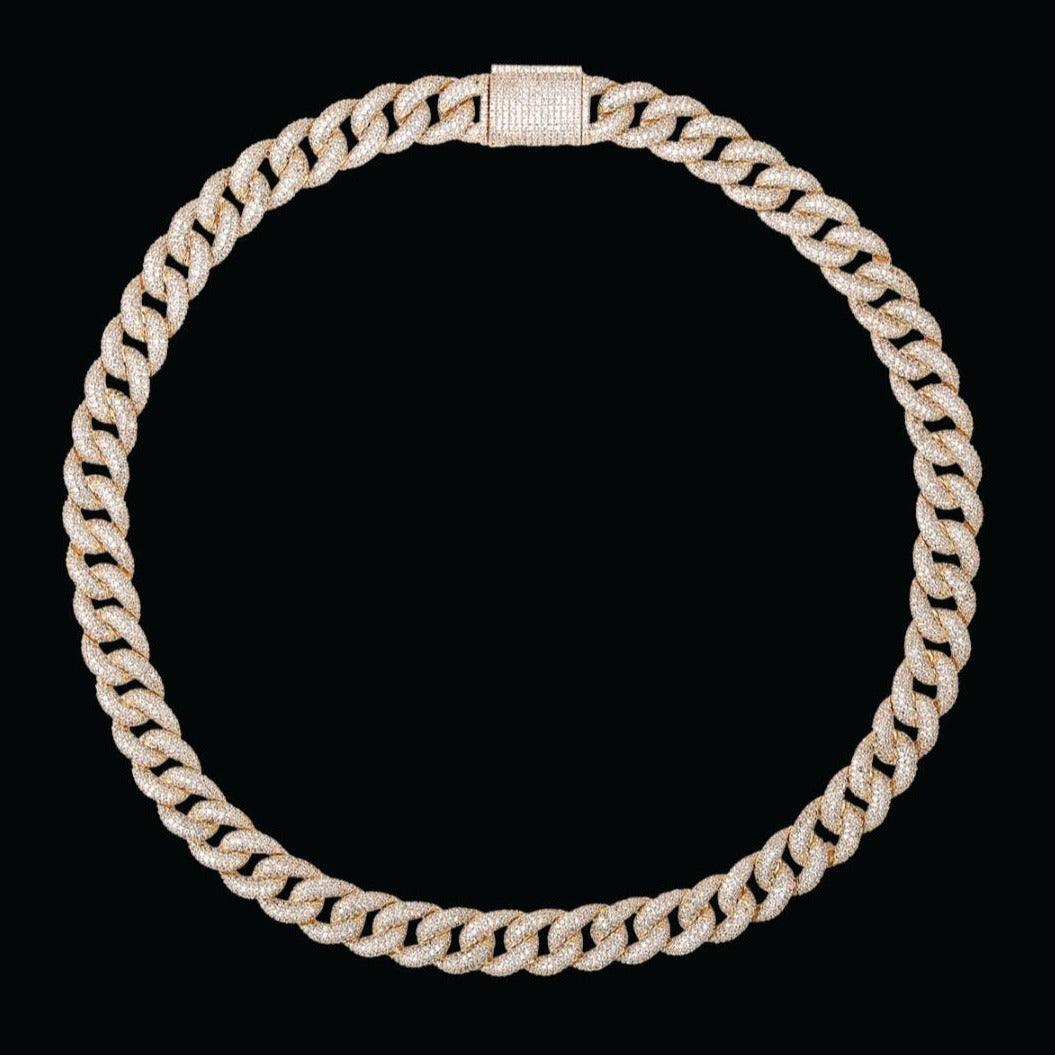15MM Miami Drip Cuban Link Iced Out Diamond Necklace Chain