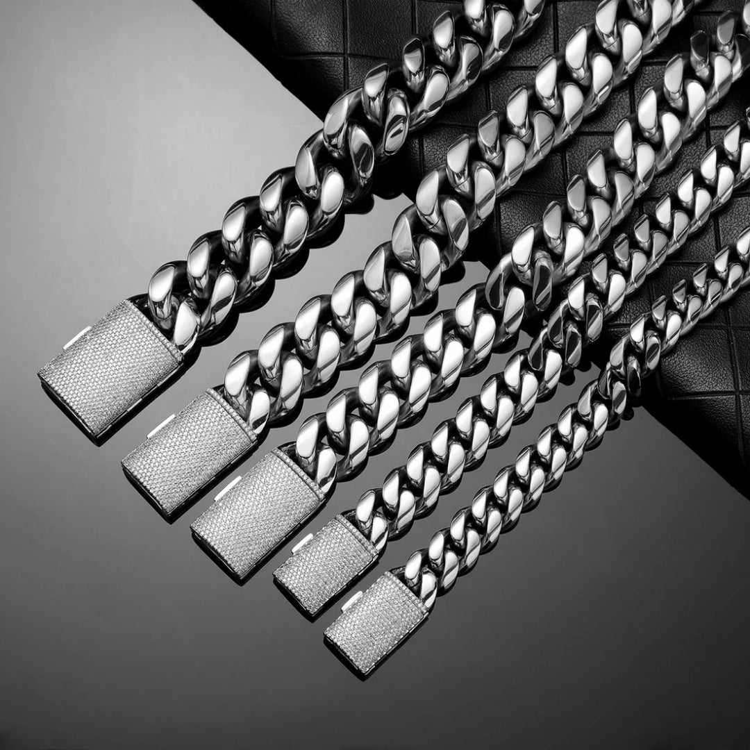 NEW | 6MM-20MM VVS Iced Box Clasp Luxury Stainless Steel Necklace Chain