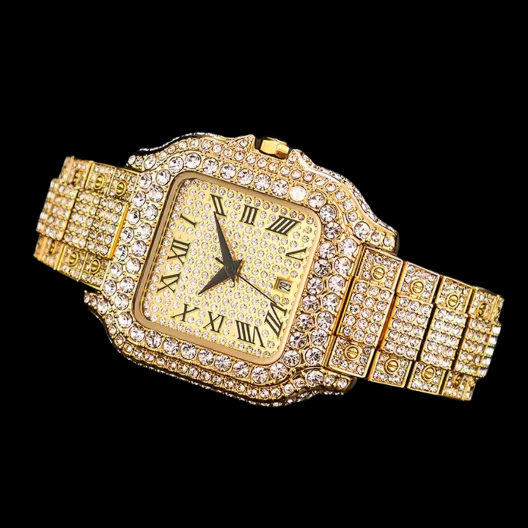 VVS Roman Numerals Square Dial Iced Out Diamond Watch