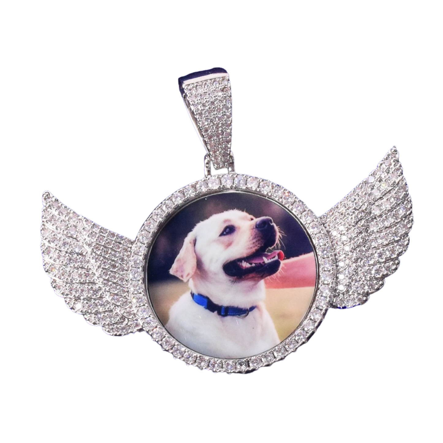 Wings Pave Charm Tennis Custom Photo Picture Pendant Necklace