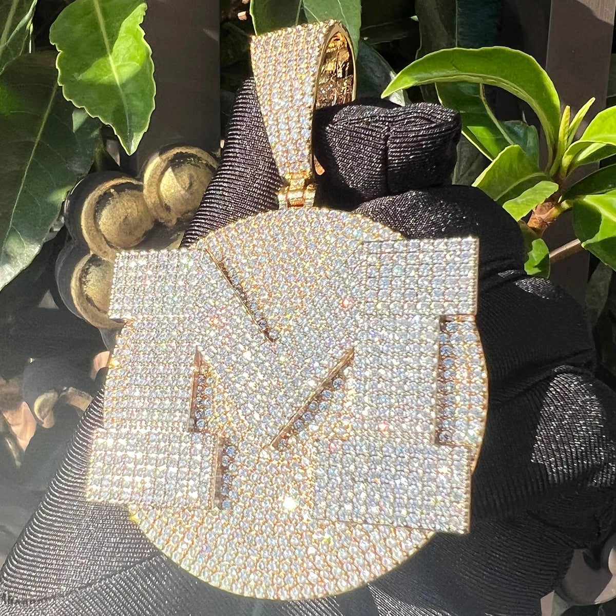VVS Shine Tennis Stoned Iced Out Initial Custom Name Necklace Pendant