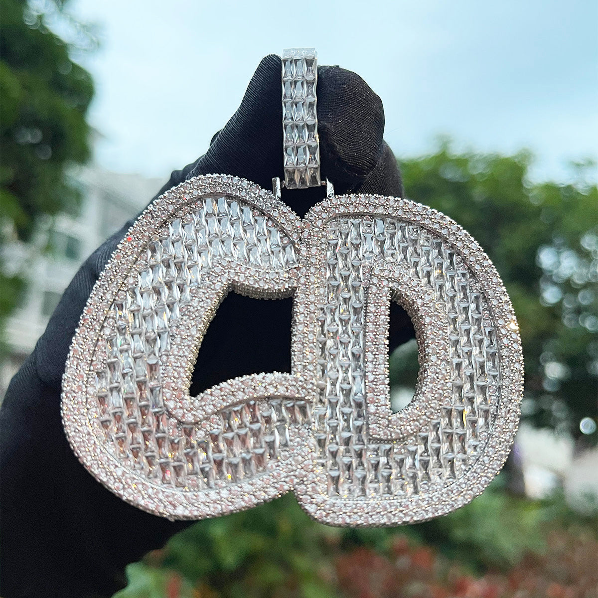 Big Baguette Iced Out Personalized Custom Name Necklace Pendant