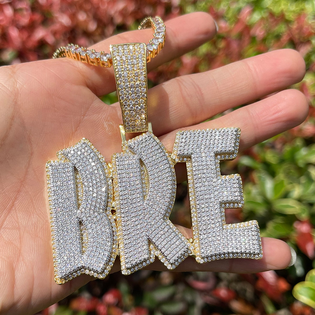 Classy Font Hard Drip Iced Out Personalized Custom Name Necklace Pendant