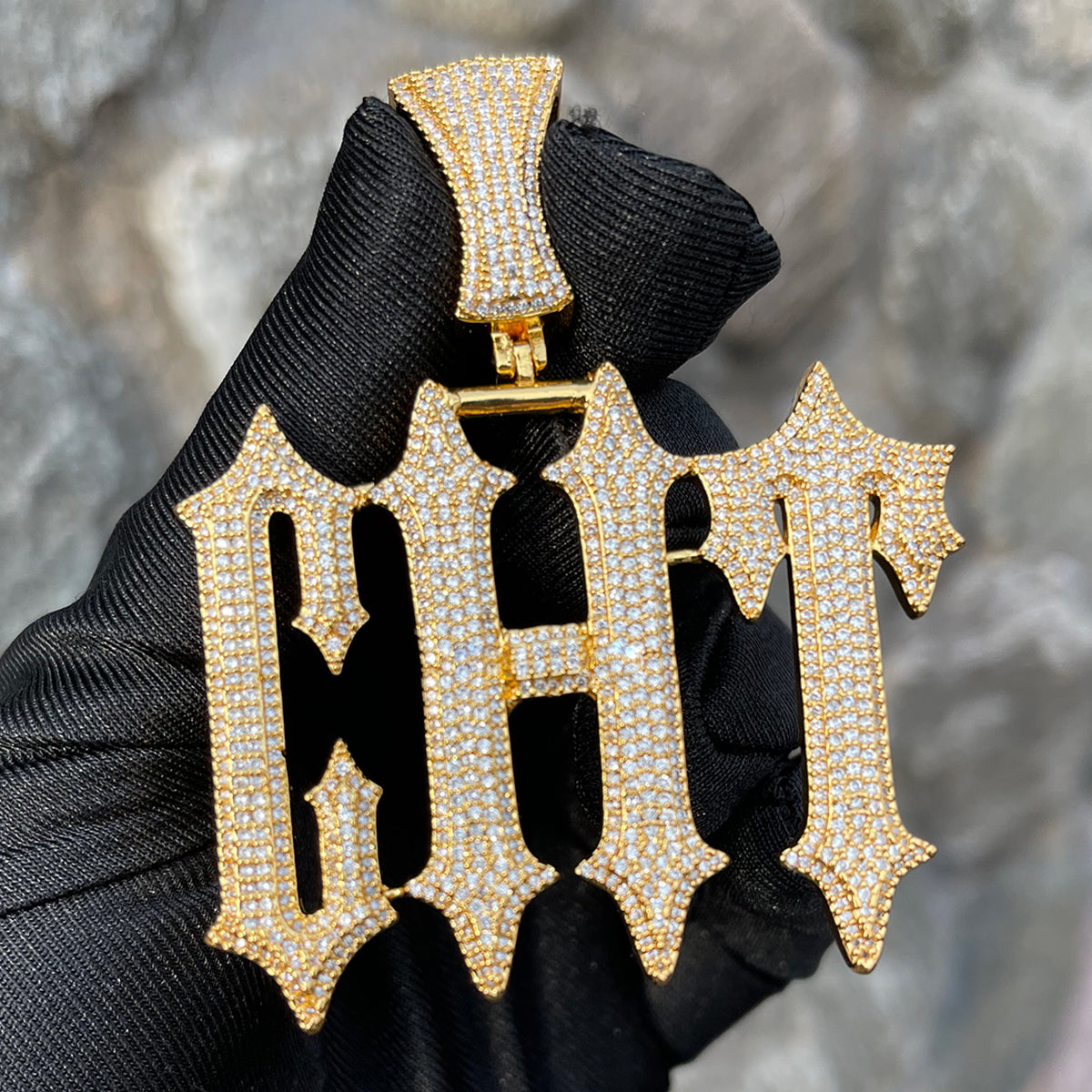 Vampire Rapper Star Rock Iced Out Personalized Custom Name Necklace Pendant