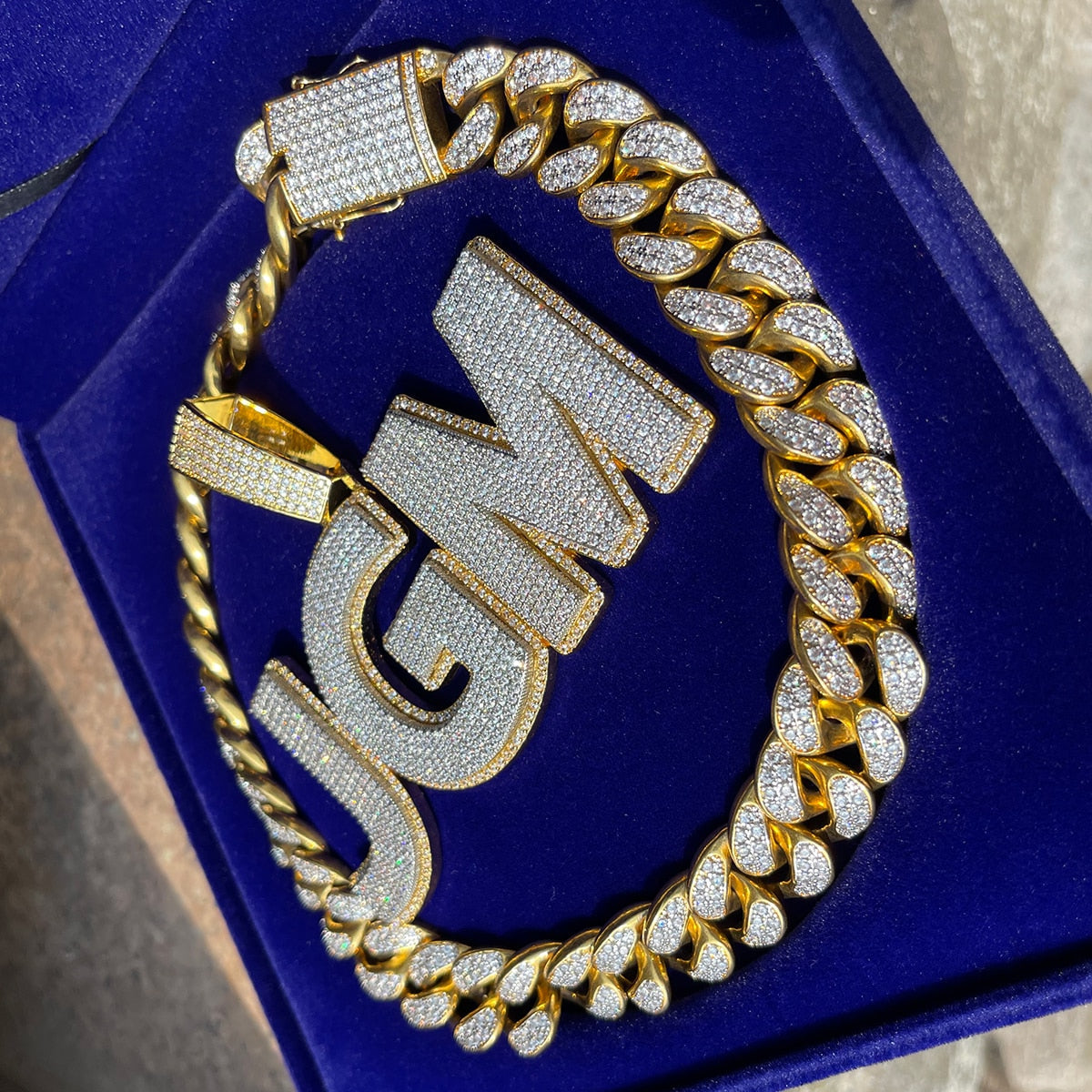 Two Layers Solid Clear Font Iced Out Personalized Custom Name Necklace Pendant