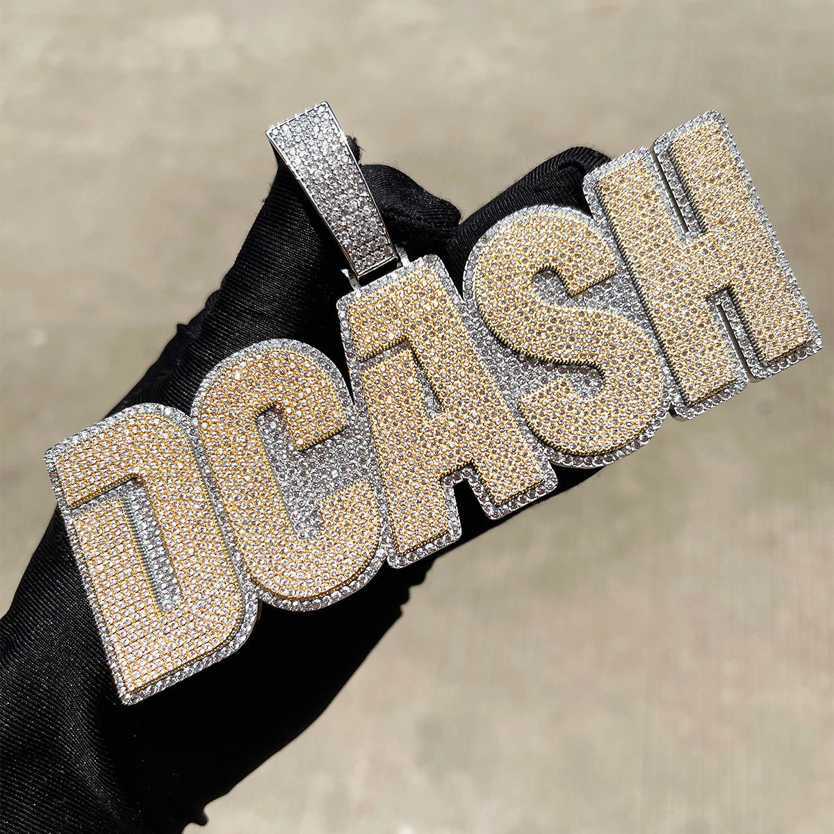 Clear Luxury Two Tone Iced Out Personalized Custom Name Necklace Pendant