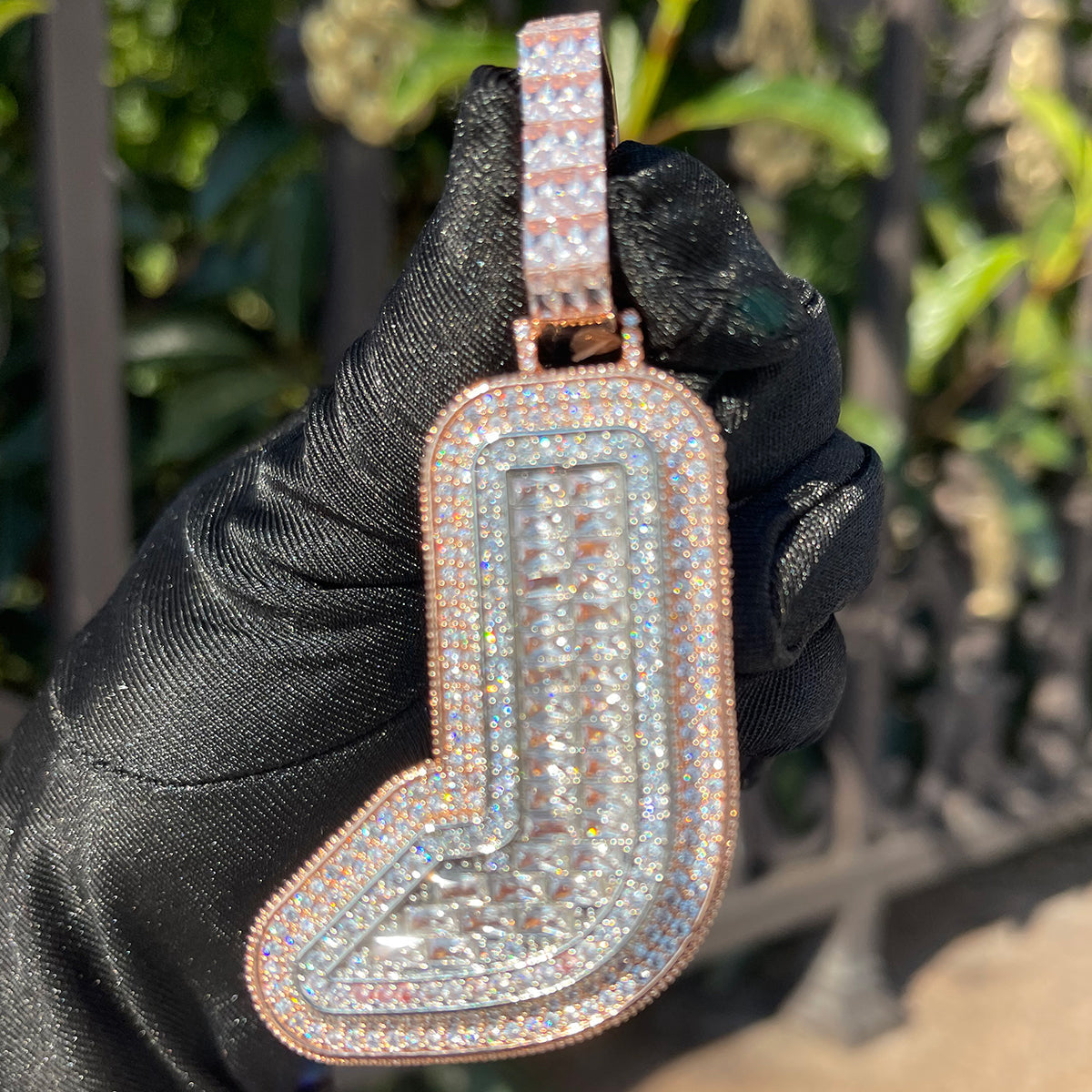 Lightning Iced Out Initial Custom Name Necklace Pendant