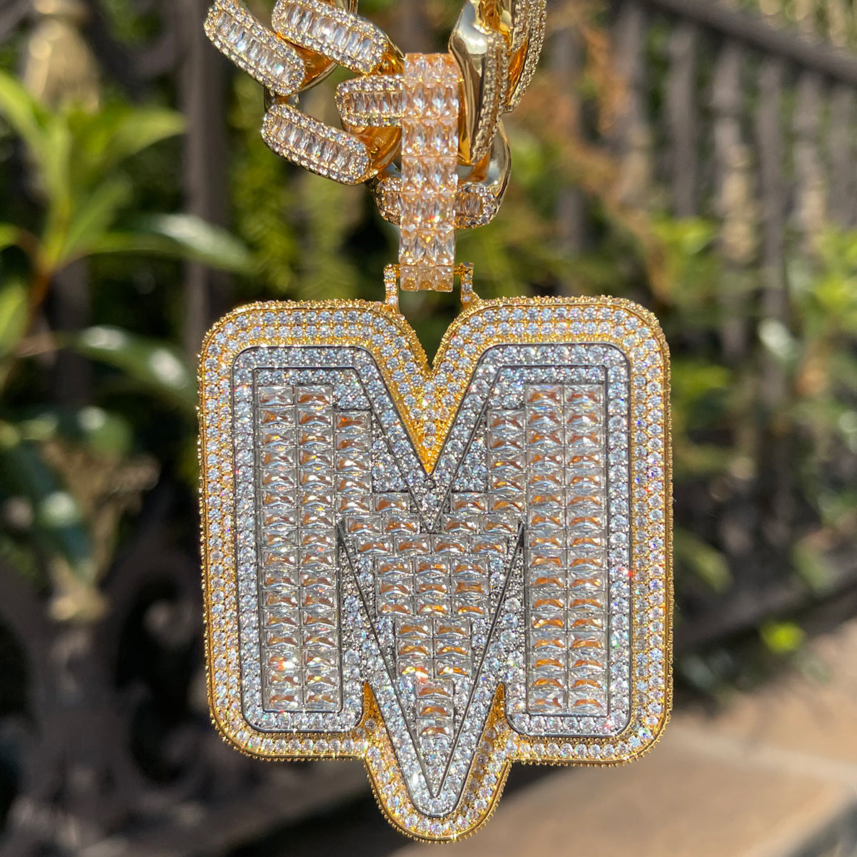Lightning Iced Out Initial Custom Name Necklace Pendant