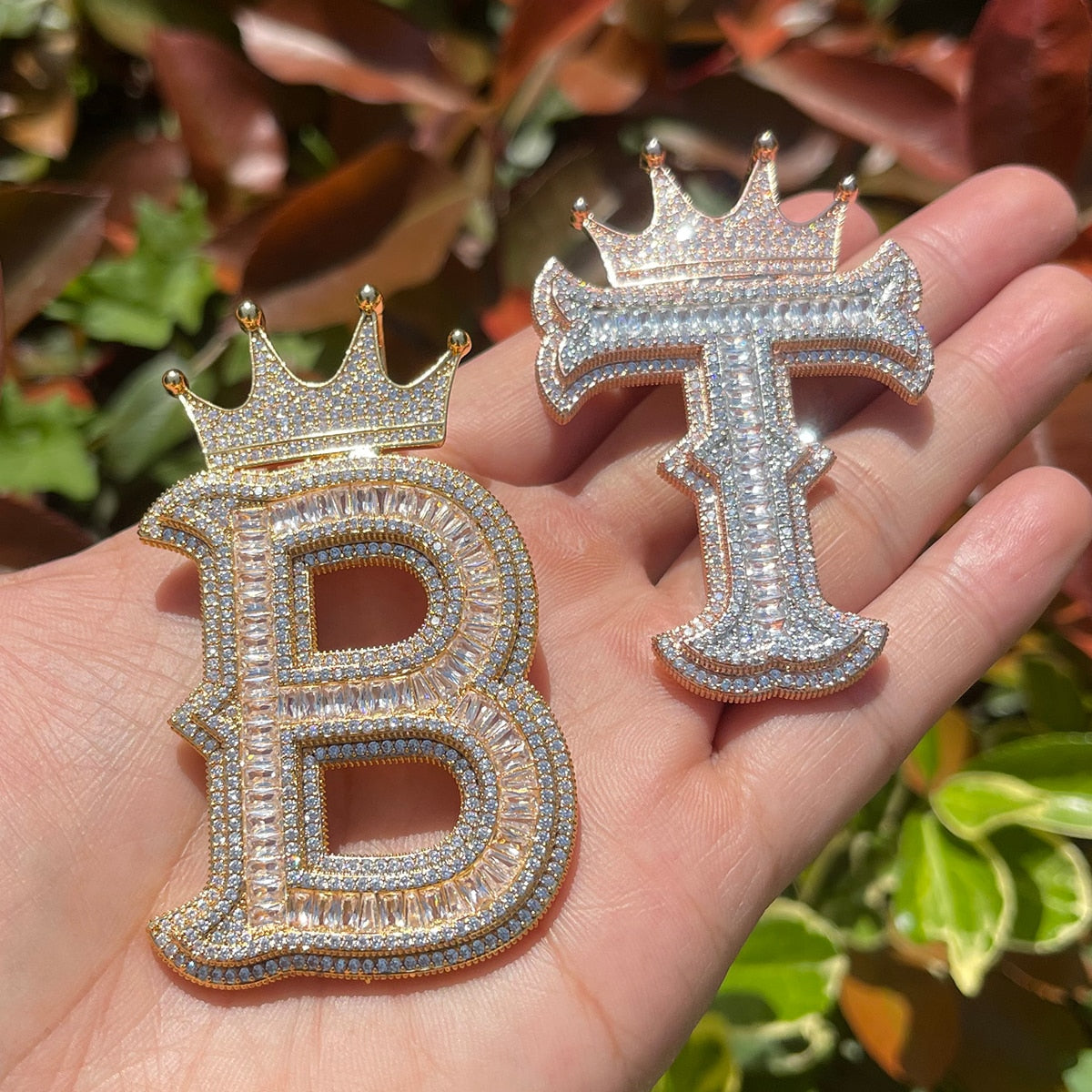 Special Crown Edition Iced Out Initial Custom Name Necklace Pendant