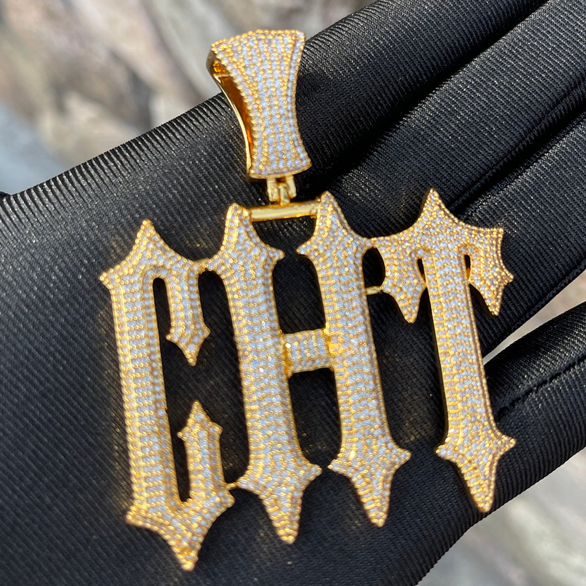 Vampire Rapper Star Rock Iced Out Personalized Custom Name Necklace Pendant