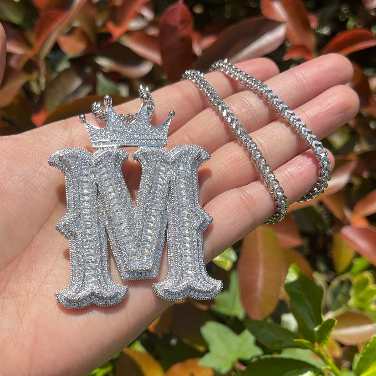 Special Crown Edition Iced Out Initial Custom Name Necklace Pendant