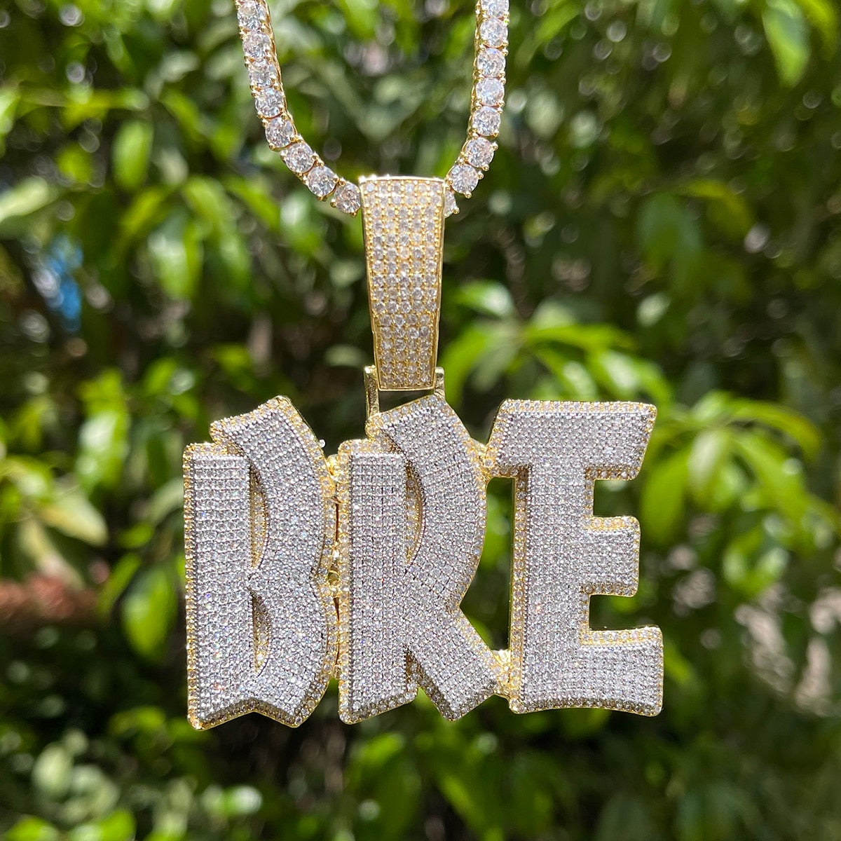 Classy Font Hard Drip Iced Out Personalized Custom Name Necklace Pendant