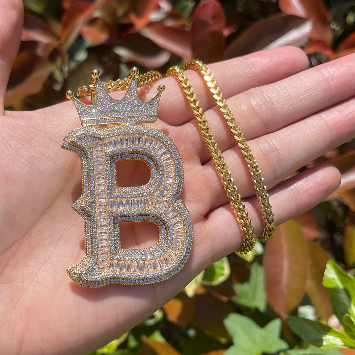 Special Crown Edition Iced Out Initial Custom Name Necklace Pendant