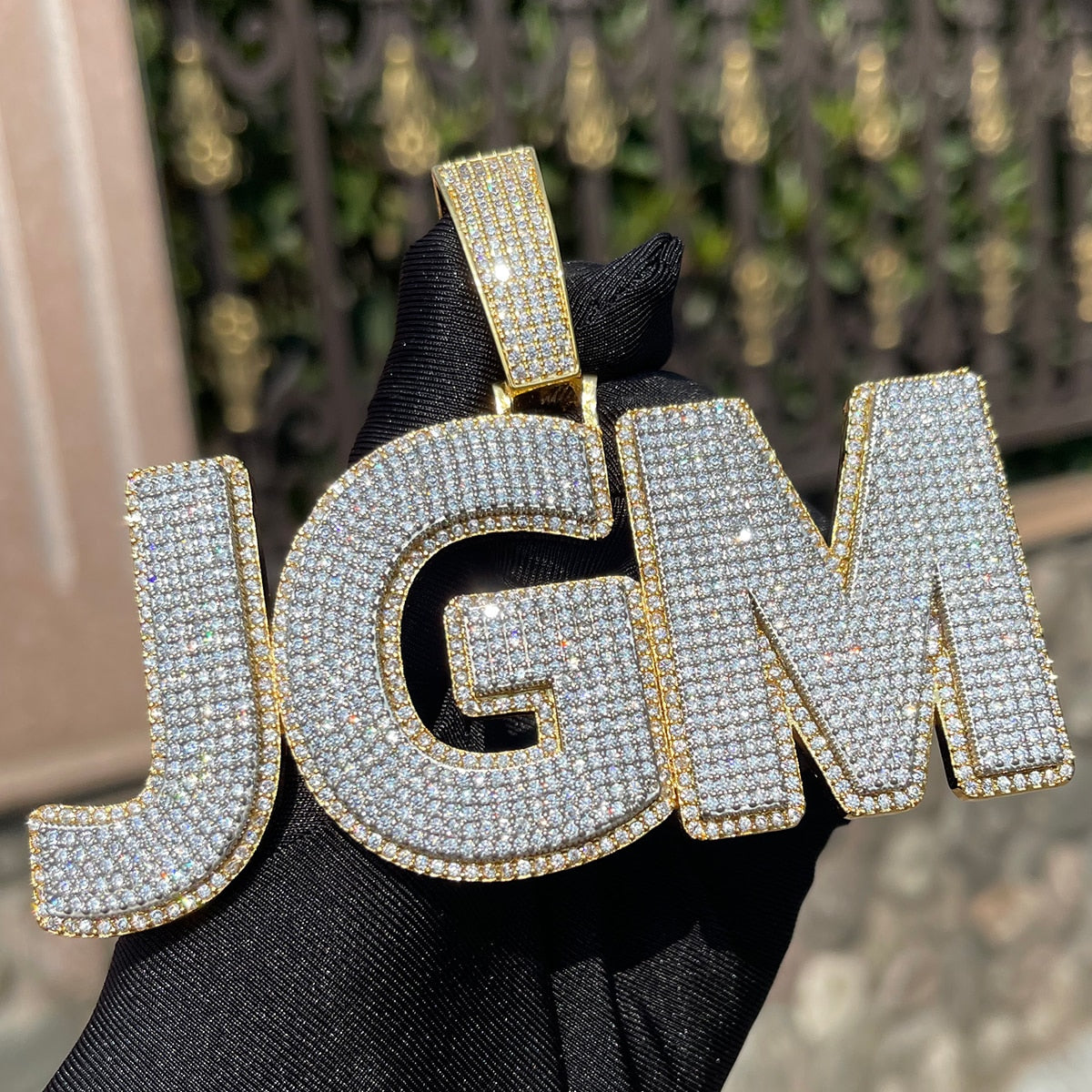 Two Layers Solid Clear Font Iced Out Personalized Custom Name Necklace Pendant