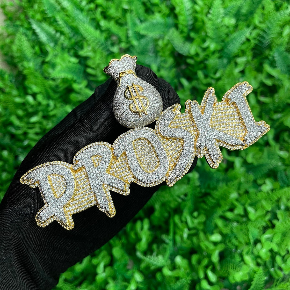 Ultra Money Bag Bail Iced Out Personalized Custom Name Necklace Pendant
