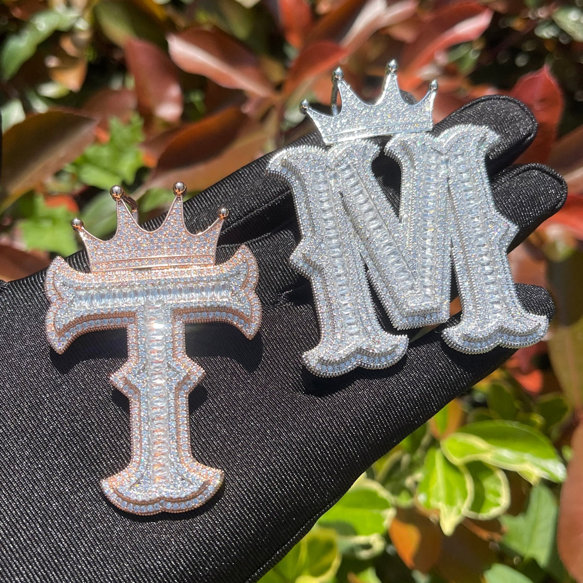 Special Crown Edition Iced Out Initial Custom Name Necklace Pendant