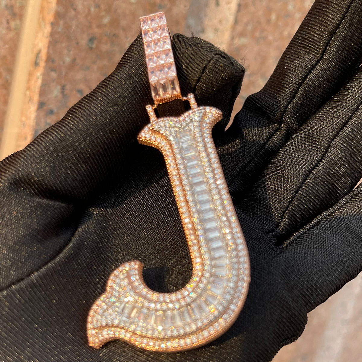 Sharp Cursive Iced Out Initial Custom Name Necklace Pendant
