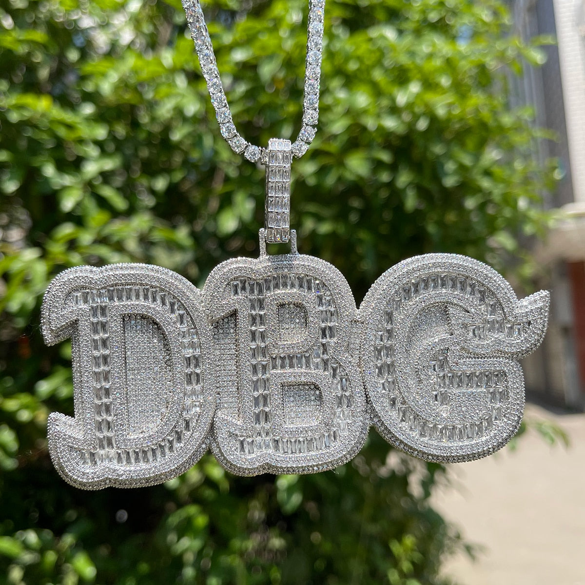 Baguettes n Stones Iced Out Personalized Custom Name Necklace Pendant