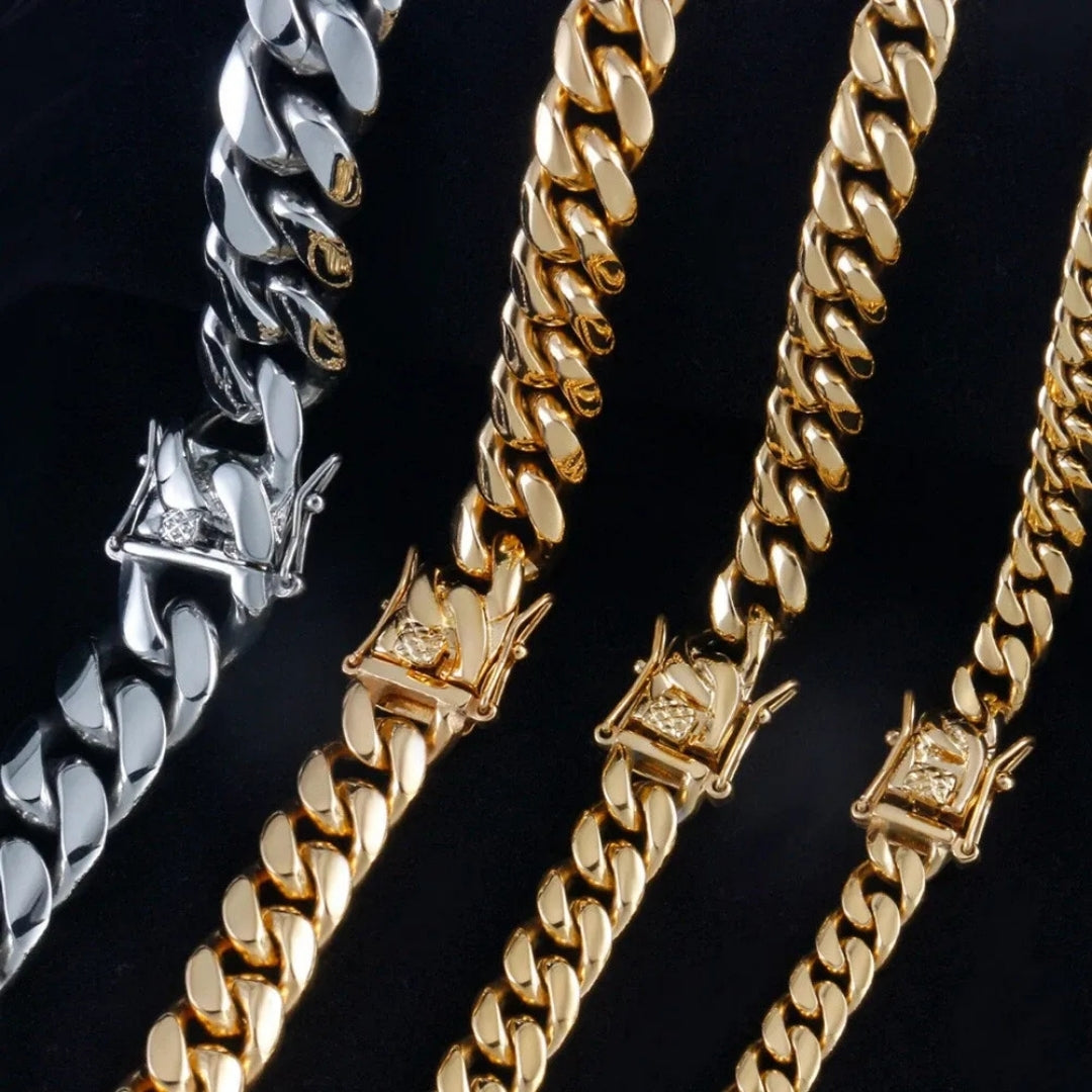 NEW | 6MM-20MM Push Button Lock Clasp Luxury Stainless Steel Necklace Chain